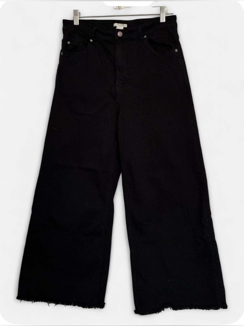 H&M Black Wide-Leg High-Rise Culotte Jeans